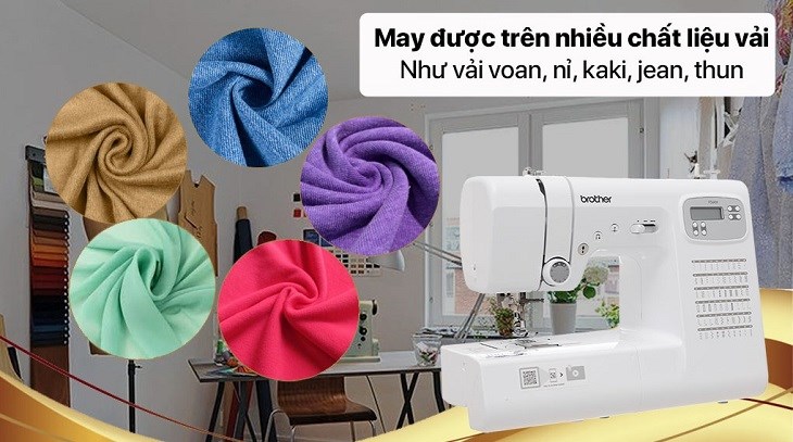 Máy may gia đình Brother FS60X hỗ trợ may nhiều loại vải Máy may điện tử gia đình Brother FS60X hỗ trợ may được trên nhiều chất liệu vải